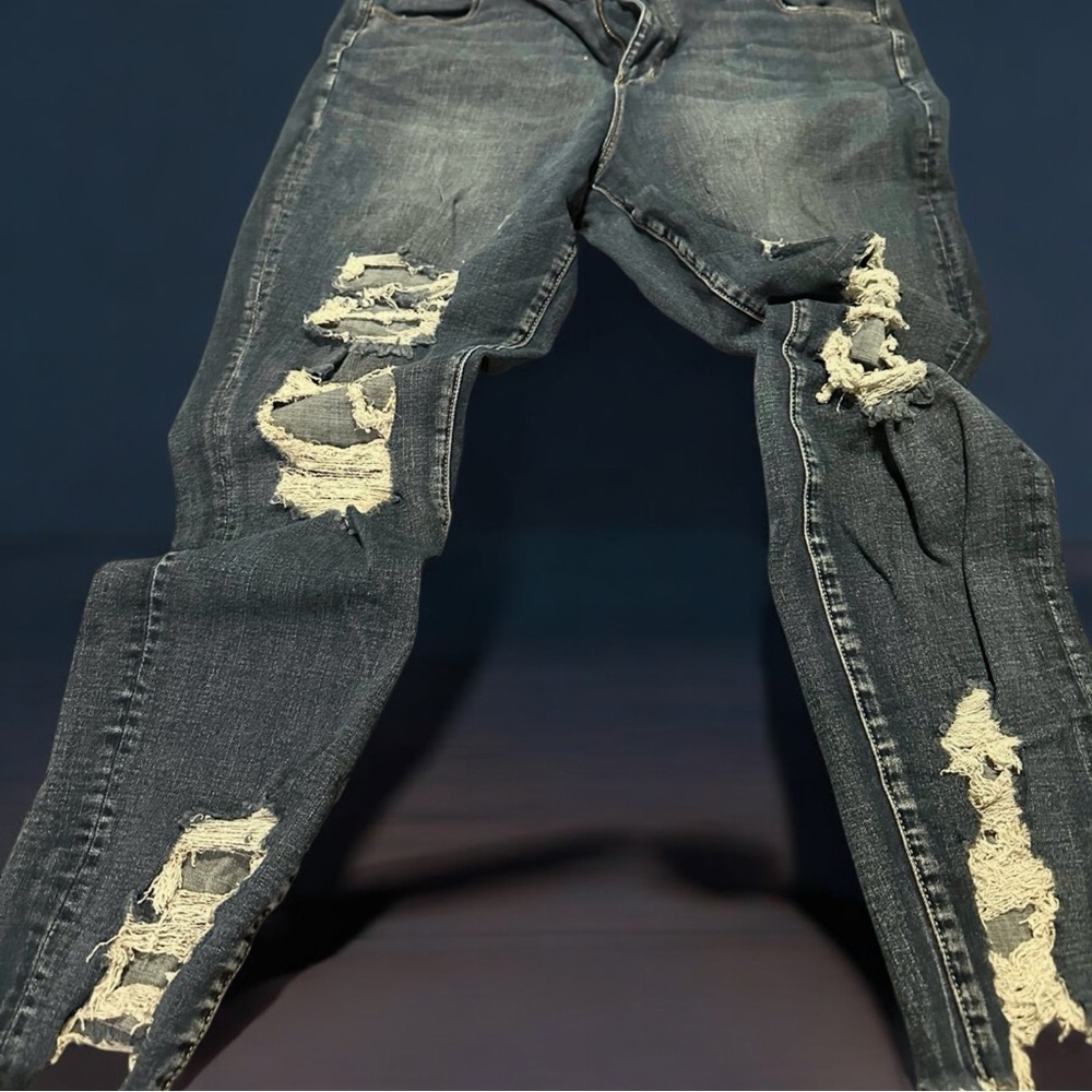 American Eagle Outfitters Blue Skinny Distressed Jeans